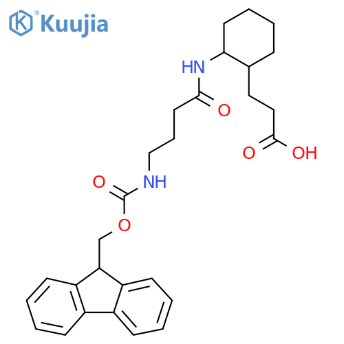3-{2-4-({(9H-fluoren-9-yl)methoxycarbonyl}amino)butanamidocyclohexyl}propanoic acid structure
