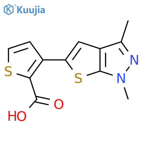 3-{1,3-dimethyl-1H-thieno2,3-cpyrazol-5-yl}thiophene-2-carboxylic acid structure
