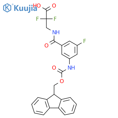 3-{3-({(9H-fluoren-9-yl)methoxycarbonyl}amino)-5-fluorophenylformamido}-2,2-difluoropropanoic acid structure