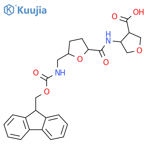 4-{5-({(9H-fluoren-9-yl)methoxycarbonyl}amino)methyloxolane-2-amido}oxolane-3-carboxylic acid structure