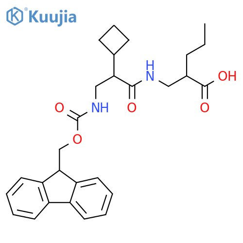 2-{2-cyclobutyl-3-({(9H-fluoren-9-yl)methoxycarbonyl}amino)propanamidomethyl}pentanoic acid structure