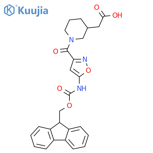 2-{1-5-({(9H-fluoren-9-yl)methoxycarbonyl}amino)-1,2-oxazole-3-carbonylpiperidin-3-yl}acetic acid structure