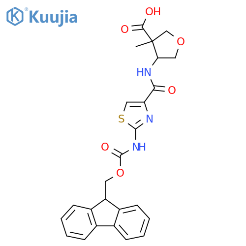 4-2-({(9H-fluoren-9-yl)methoxycarbonyl}amino)-1,3-thiazole-4-amido-3-methyloxolane-3-carboxylic acid structure