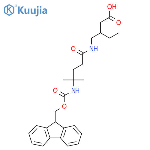 3-{4-({(9H-fluoren-9-yl)methoxycarbonyl}amino)-4-methylpentanamidomethyl}pentanoic acid structure