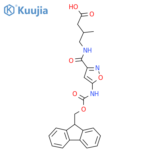 4-{5-({(9H-fluoren-9-yl)methoxycarbonyl}amino)-1,2-oxazol-3-ylformamido}-3-methylbutanoic acid structure