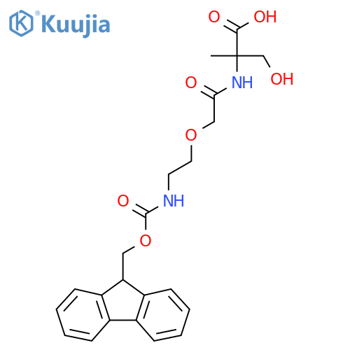 2-{2-2-({(9H-fluoren-9-yl)methoxycarbonyl}amino)ethoxyacetamido}-3-hydroxy-2-methylpropanoic acid structure
