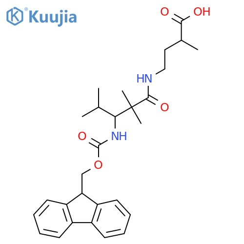 4-3-({(9H-fluoren-9-yl)methoxycarbonyl}amino)-2,2,4-trimethylpentanamido-2-methylbutanoic acid structure