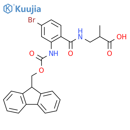 3-{4-bromo-2-({(9H-fluoren-9-yl)methoxycarbonyl}amino)phenylformamido}-2-methylpropanoic acid structure