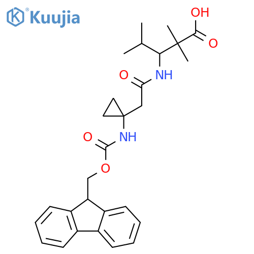 3-{2-1-({(9H-fluoren-9-yl)methoxycarbonyl}amino)cyclopropylacetamido}-2,2,4-trimethylpentanoic acid structure