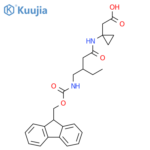 2-(1-{3-({(9H-fluoren-9-yl)methoxycarbonyl}amino)methylpentanamido}cyclopropyl)acetic acid structure