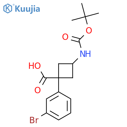 1-(3-bromophenyl)-3-{(tert-butoxy)carbonylamino}cyclobutane-1-carboxylic acid structure