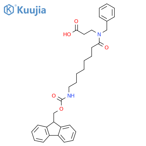 3-N-benzyl-8-({(9H-fluoren-9-yl)methoxycarbonyl}amino)octanamidopropanoic acid structure