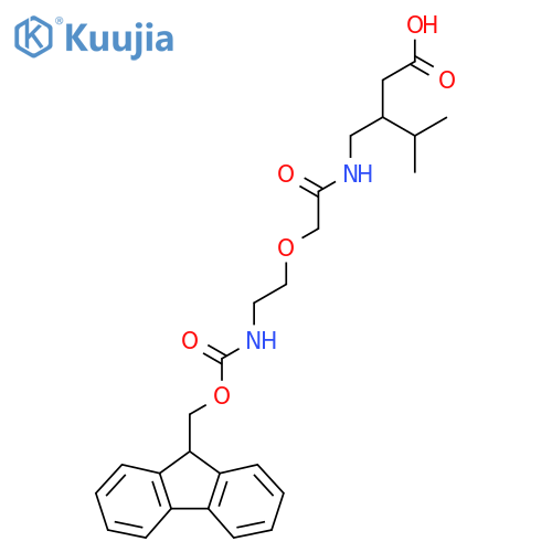 3-({2-2-({(9H-fluoren-9-yl)methoxycarbonyl}amino)ethoxyacetamido}methyl)-4-methylpentanoic acid structure