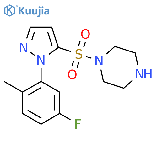 1-{[1-(5-fluoro-2-methylphenyl)-1H-pyrazol-5-yl]sulfonyl}piperazine structure