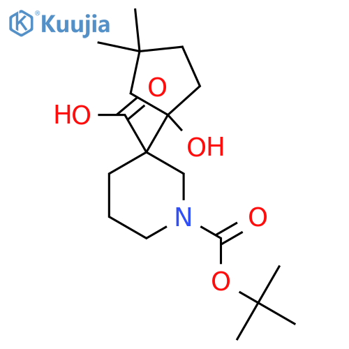 1-(tert-butoxy)carbonyl-3-(1-hydroxy-3,3-dimethylcyclopentyl)piperidine-3-carboxylic acid structure