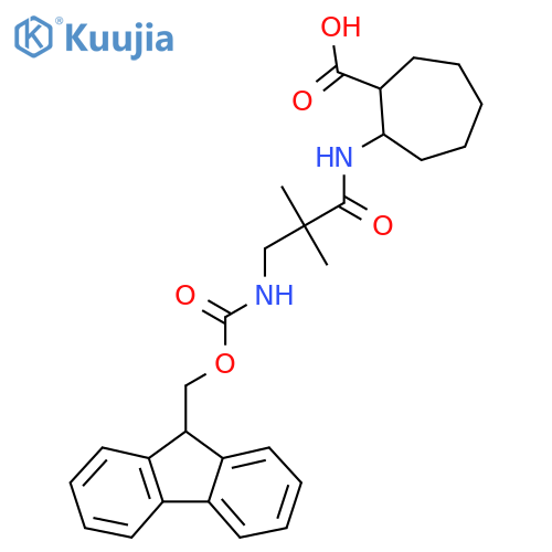 2-3-({(9H-fluoren-9-yl)methoxycarbonyl}amino)-2,2-dimethylpropanamidocycloheptane-1-carboxylic acid structure