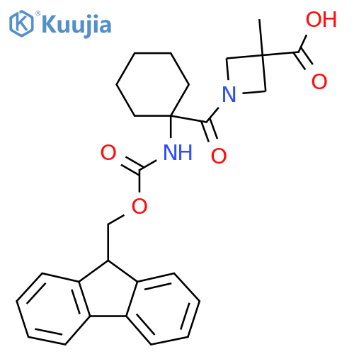 1-1-({(9H-fluoren-9-yl)methoxycarbonyl}amino)cyclohexanecarbonyl-3-methylazetidine-3-carboxylic acid structure