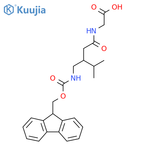 2-{3-({(9H-fluoren-9-yl)methoxycarbonyl}amino)methyl-4-methylpentanamido}acetic acid structure