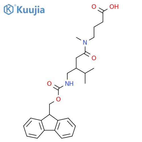 4-{3-({(9H-fluoren-9-yl)methoxycarbonyl}amino)methyl-N,4-dimethylpentanamido}butanoic acid structure