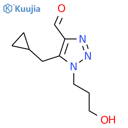 5-(cyclopropylmethyl)-1-(3-hydroxypropyl)-1H-1,2,3-triazole-4-carbaldehyde structure