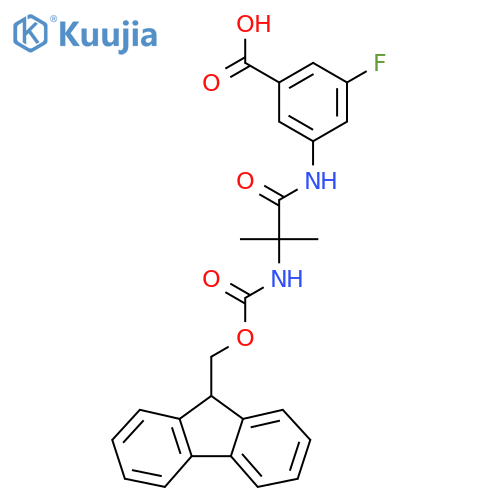 3-2-({(9H-fluoren-9-yl)methoxycarbonyl}amino)-2-methylpropanamido-5-fluorobenzoic acid structure