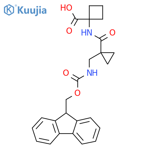 1-{1-({(9H-fluoren-9-yl)methoxycarbonyl}amino)methylcyclopropaneamido}cyclobutane-1-carboxylic acid structure