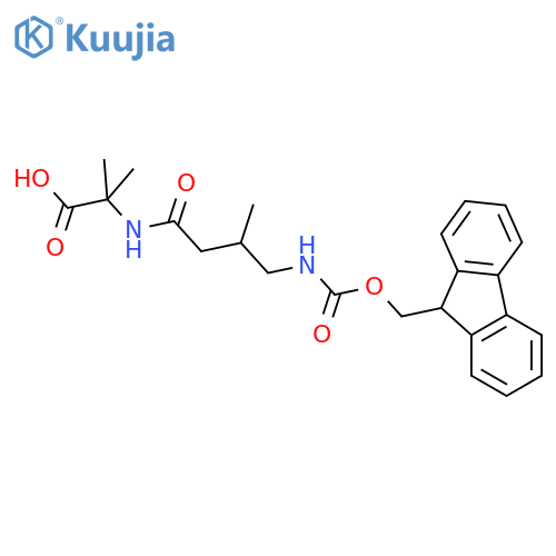 2-4-({(9H-fluoren-9-yl)methoxycarbonyl}amino)-3-methylbutanamido-2-methylpropanoic acid structure