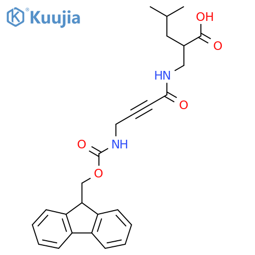 2-{4-({(9H-fluoren-9-yl)methoxycarbonyl}amino)but-2-ynamidomethyl}-4-methylpentanoic acid structure