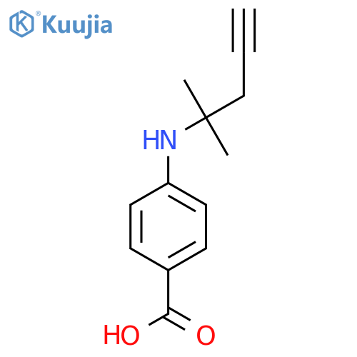 4-(2-methylpent-4-yn-2-yl)aminobenzoic acid structure
