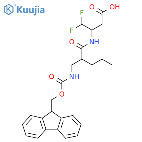 3-{2-({(9H-fluoren-9-yl)methoxycarbonyl}amino)methylpentanamido}-4,4-difluorobutanoic acid structure