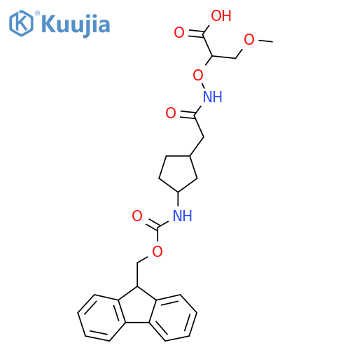 2-({2-3-({(9H-fluoren-9-yl)methoxycarbonyl}amino)cyclopentylacetamido}oxy)-3-methoxypropanoic acid structure