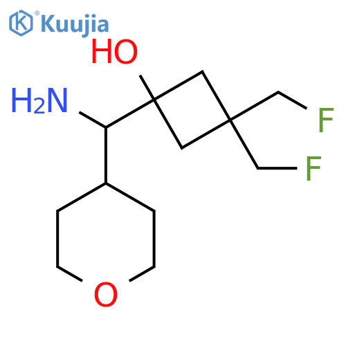 1-amino(oxan-4-yl)methyl-3,3-bis(fluoromethyl)cyclobutan-1-ol structure