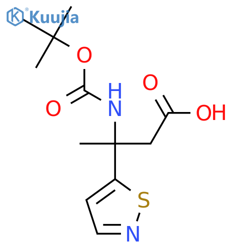3-{(tert-butoxy)carbonylamino}-3-(1,2-thiazol-5-yl)butanoic acid structure