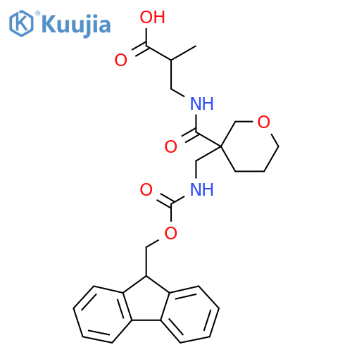 3-({3-({(9H-fluoren-9-yl)methoxycarbonyl}amino)methyloxan-3-yl}formamido)-2-methylpropanoic acid structure