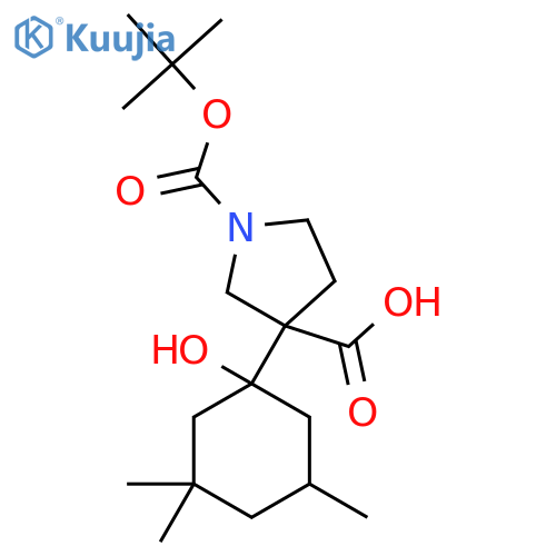 1-(tert-butoxy)carbonyl-3-(1-hydroxy-3,3,5-trimethylcyclohexyl)pyrrolidine-3-carboxylic acid structure