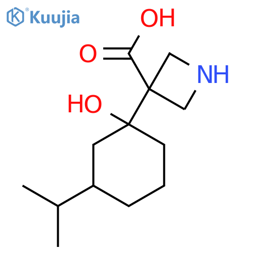 3-1-hydroxy-3-(propan-2-yl)cyclohexylazetidine-3-carboxylic acid structure