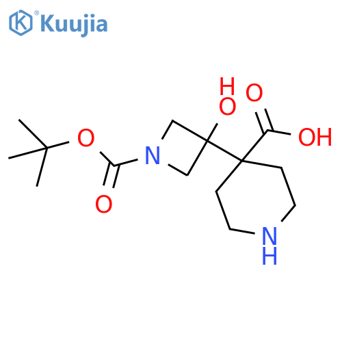 4-{1-(tert-butoxy)carbonyl-3-hydroxyazetidin-3-yl}piperidine-4-carboxylic acid structure