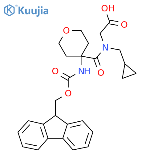 2-N-(cyclopropylmethyl)-1-4-({(9H-fluoren-9-yl)methoxycarbonyl}amino)oxan-4-ylformamidoacetic acid structure