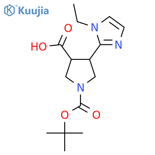 1-(tert-butoxy)carbonyl-4-(1-ethyl-1H-imidazol-2-yl)pyrrolidine-3-carboxylic acid structure