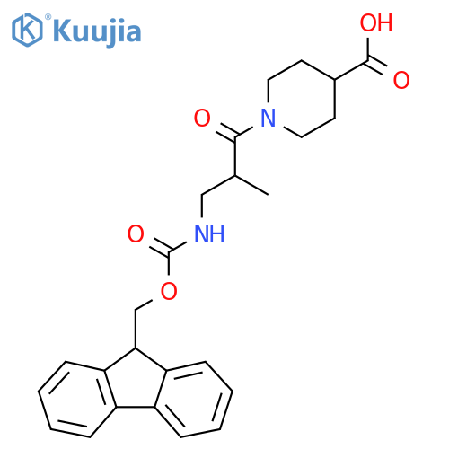 1-3-({(9H-fluoren-9-yl)methoxycarbonyl}amino)-2-methylpropanoylpiperidine-4-carboxylic acid structure