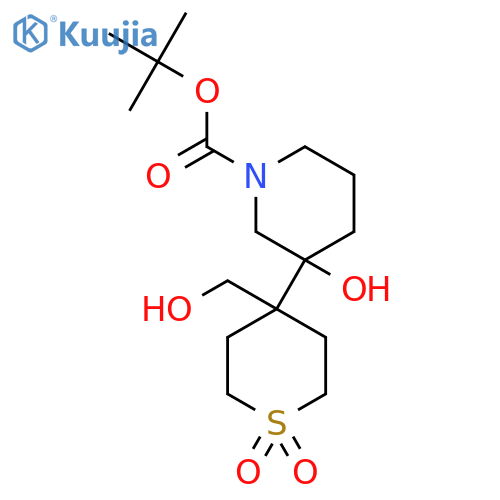 tert-butyl 3-hydroxy-3-4-(hydroxymethyl)-1,1-dioxo-1lambda6-thian-4-ylpiperidine-1-carboxylate structure