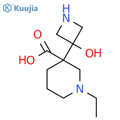 1-Ethyl-3-(3-hydroxyazetidin-3-yl)piperidine-3-carboxylic acid structure