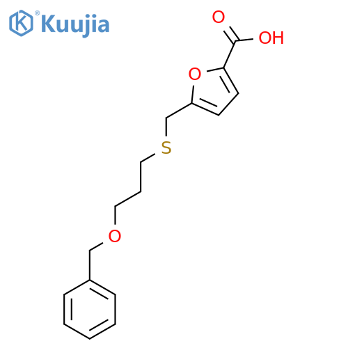 5-({3-(benzyloxy)propylsulfanyl}methyl)furan-2-carboxylic acid structure