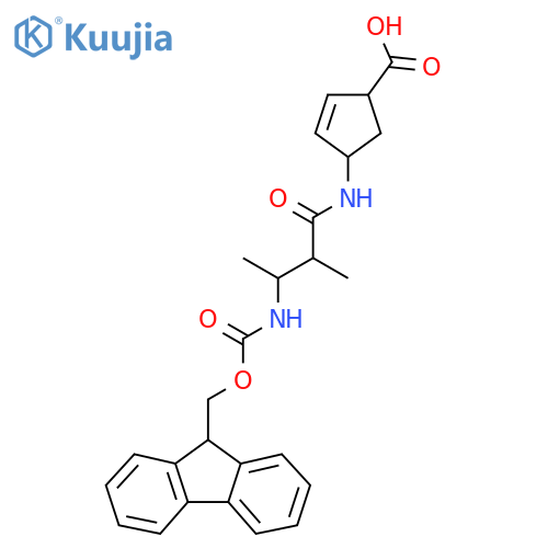 4-3-({(9H-fluoren-9-yl)methoxycarbonyl}amino)-2-methylbutanamidocyclopent-2-ene-1-carboxylic acid structure