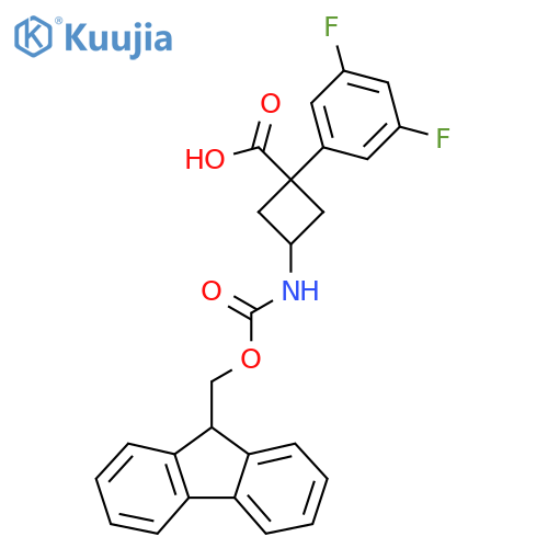 1-(3,5-difluorophenyl)-3-({(9H-fluoren-9-yl)methoxycarbonyl}amino)cyclobutane-1-carboxylic acid structure