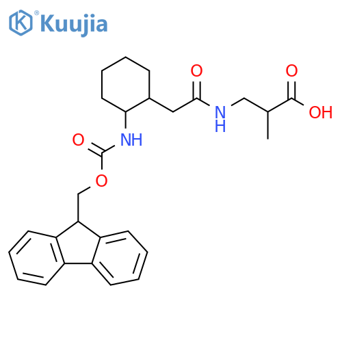 3-{2-2-({(9H-fluoren-9-yl)methoxycarbonyl}amino)cyclohexylacetamido}-2-methylpropanoic acid structure