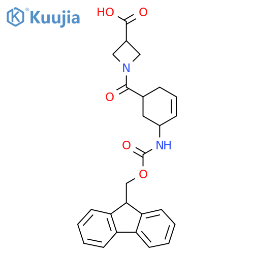 1-5-({(9H-fluoren-9-yl)methoxycarbonyl}amino)cyclohex-3-ene-1-carbonylazetidine-3-carboxylic acid structure