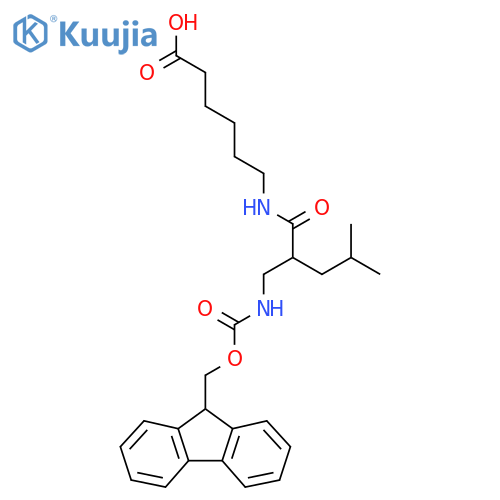 6-{2-({(9H-fluoren-9-yl)methoxycarbonyl}amino)methyl-4-methylpentanamido}hexanoic acid structure