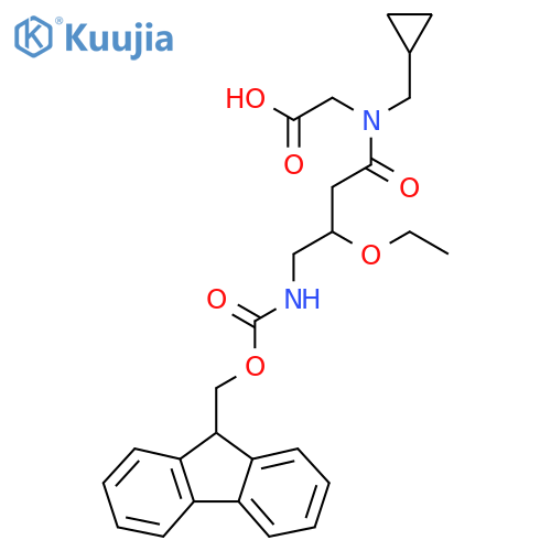 2-N-(cyclopropylmethyl)-3-ethoxy-4-({(9H-fluoren-9-yl)methoxycarbonyl}amino)butanamidoacetic acid structure