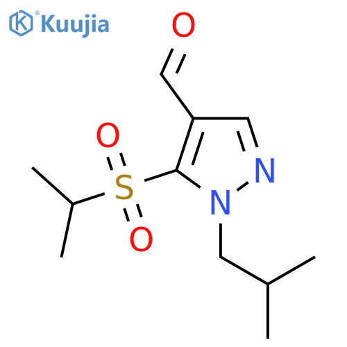 1-(2-methylpropyl)-5-(propane-2-sulfonyl)-1H-pyrazole-4-carbaldehyde structure
